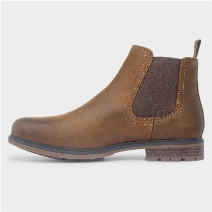 Mens Tan Pull On Chelsea Ankle Boot