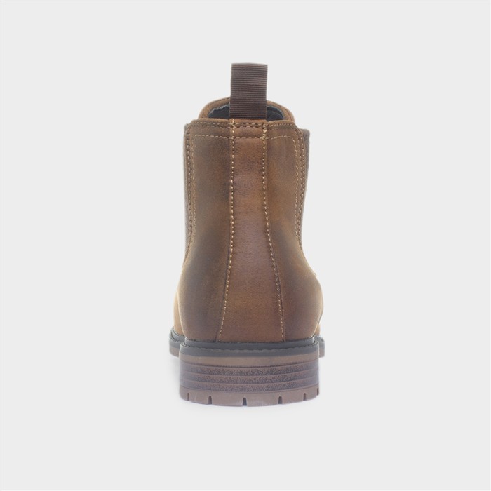 Mens Tan Pull On Chelsea Ankle Boot
