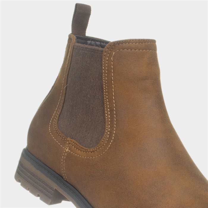 Mens Tan Pull On Chelsea Ankle Boot