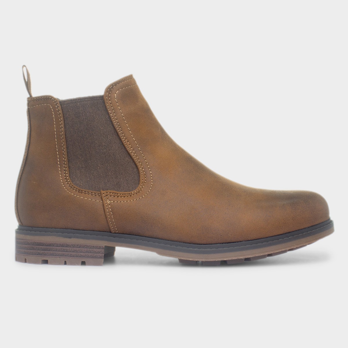 Mens Tan Pull On Chelsea Ankle Boot