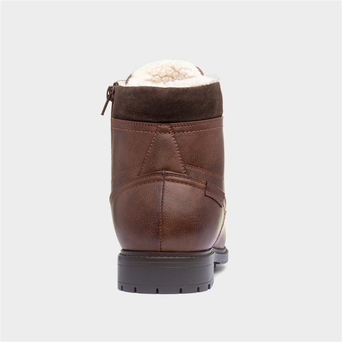 Mens Tan Fleece Lined Lace Up Ankle Boot