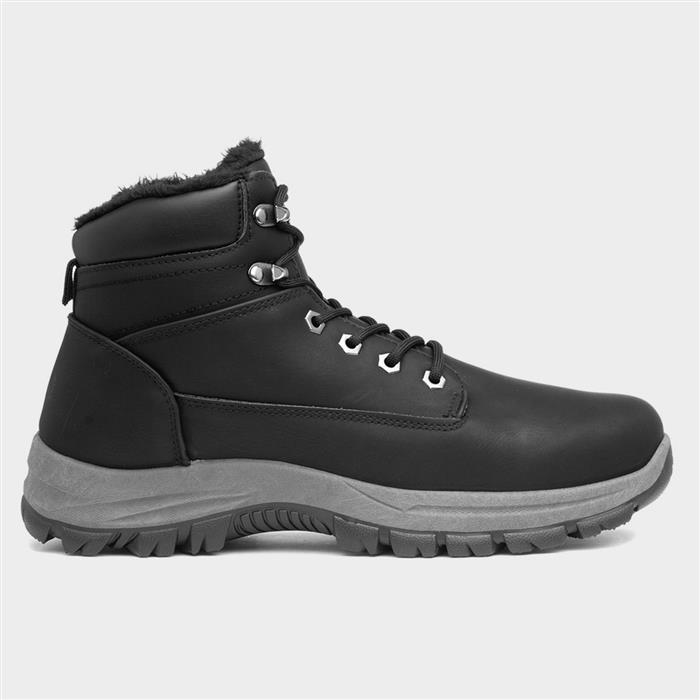 Mens Black Warm Lined Lace Up Boot