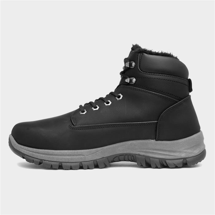 Mens Black Warm Lined Lace Up Boot