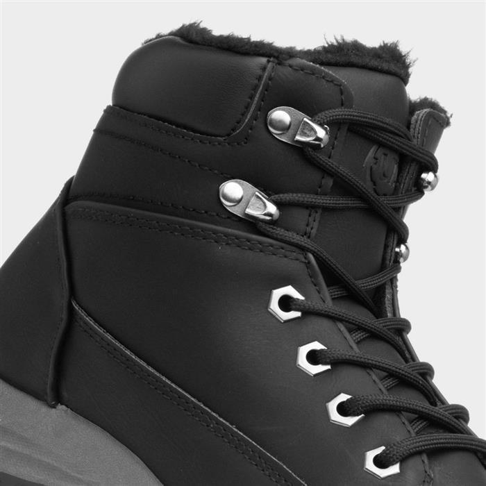 Mens Black Warm Lined Lace Up Boot