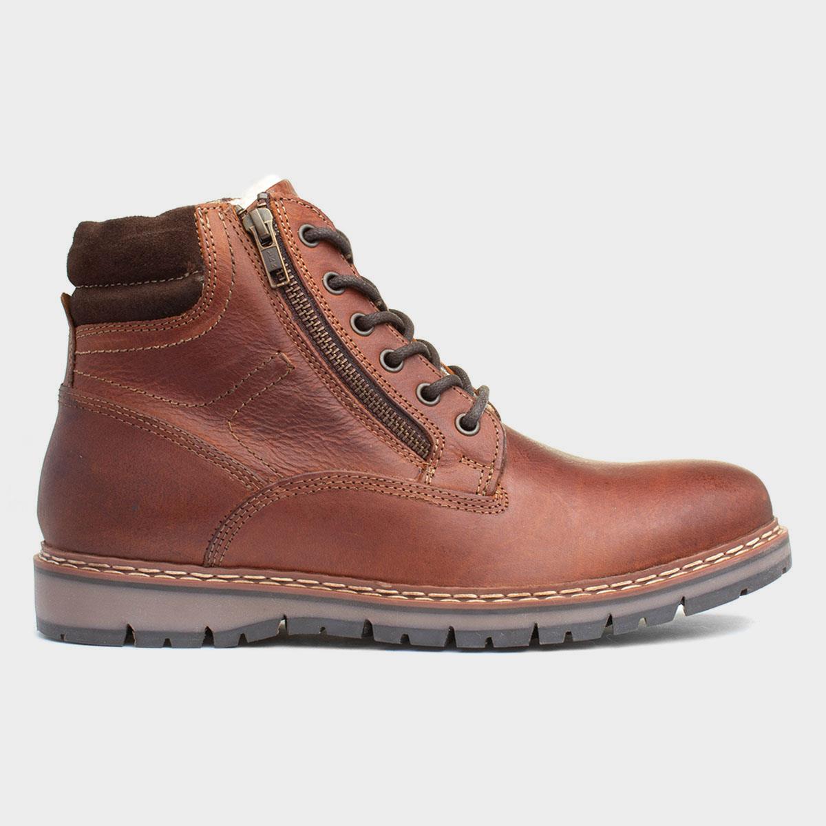 Sawston Mens Brown Leather Ankle Boot