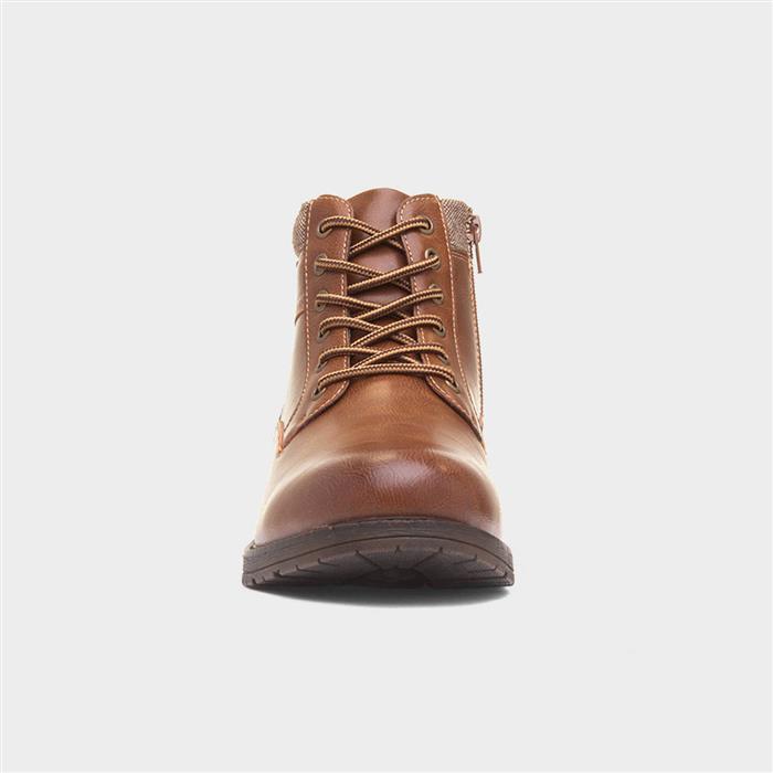 Mens Tan Lace Up Ankle Boot