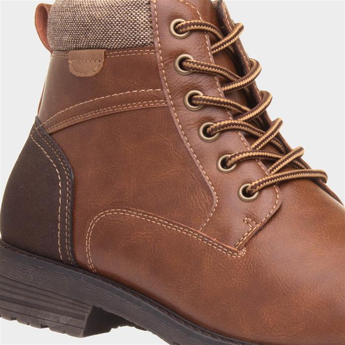 Mens Tan Lace Up Ankle Boot