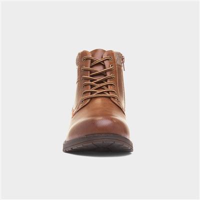 Mens Tan Lace Up Ankle Boot