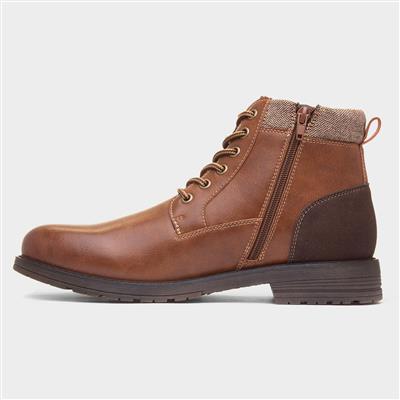 Mens Tan Lace Up Ankle Boot