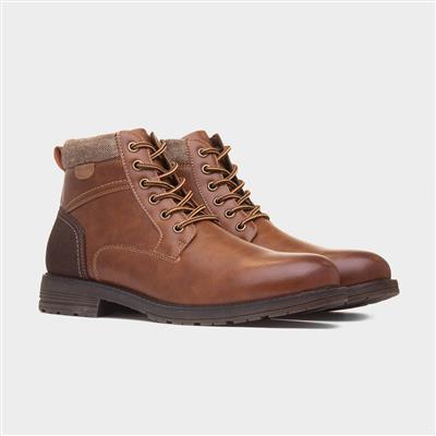 Mens Tan Lace Up Ankle Boot