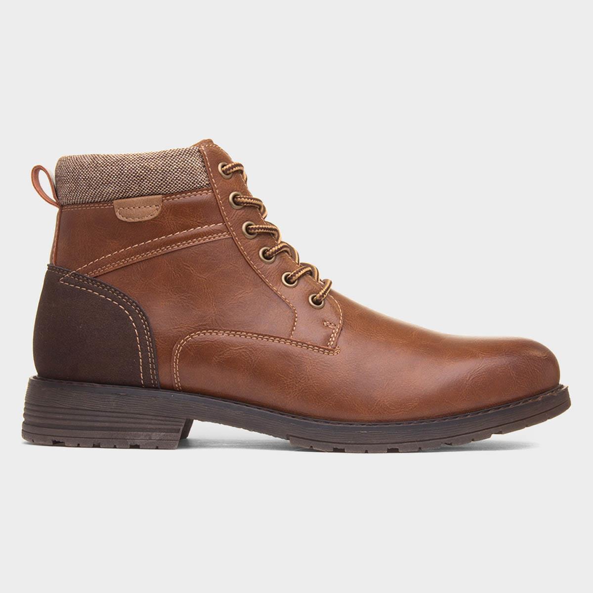 Mens Tan Lace Up Ankle Boot