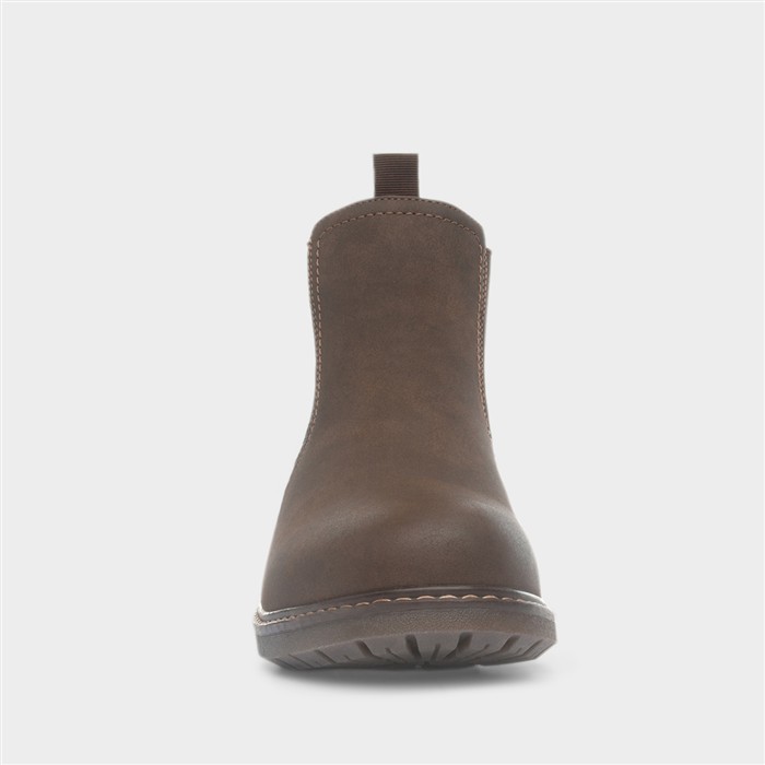 Mens Brown Pull On Chelsea Ankle Boot