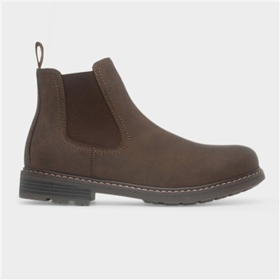 Mens Brown Pull On Chelsea Ankle Boot
