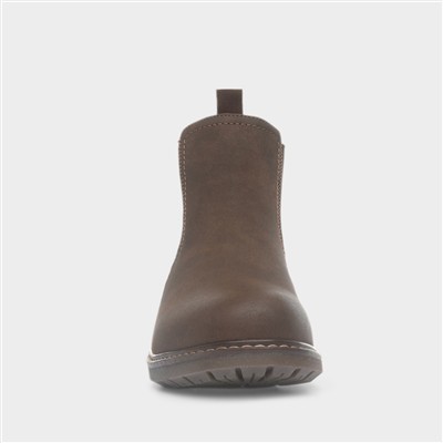 Mens Brown Pull On Chelsea Ankle Boot