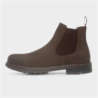 Mens Brown Pull On Chelsea Ankle Boot