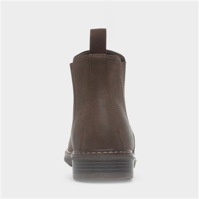 Mens Brown Pull On Chelsea Ankle Boot