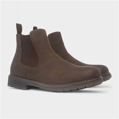 Mens Brown Pull On Chelsea Ankle Boot