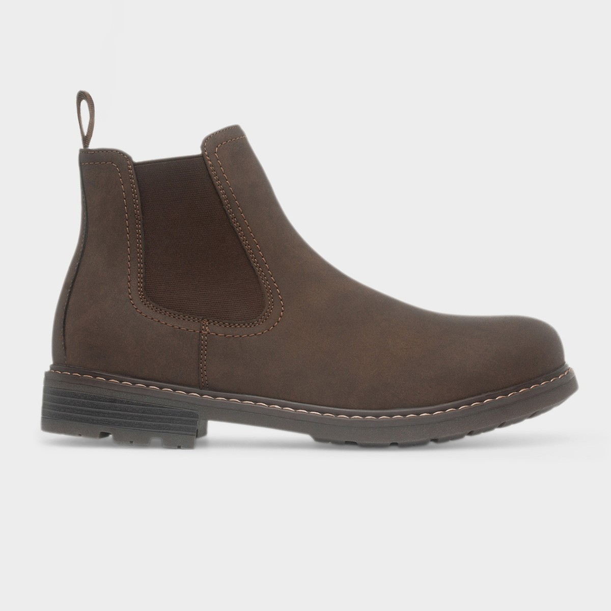 Mens Brown Pull On Chelsea Ankle Boot