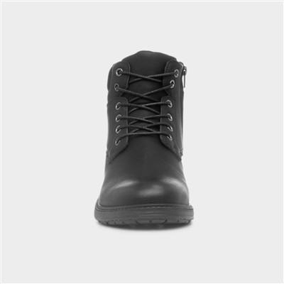 Mens Black Lace Up Zip Up Ankle Boot