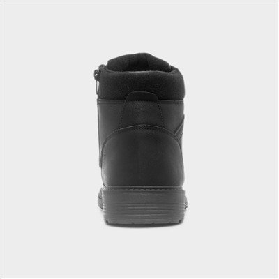 Mens Black Lace Up Zip Up Ankle Boot