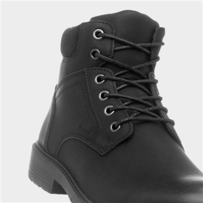 Mens Black Lace Up Zip Up Ankle Boot