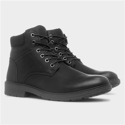 Mens Black Lace Up Zip Up Ankle Boot