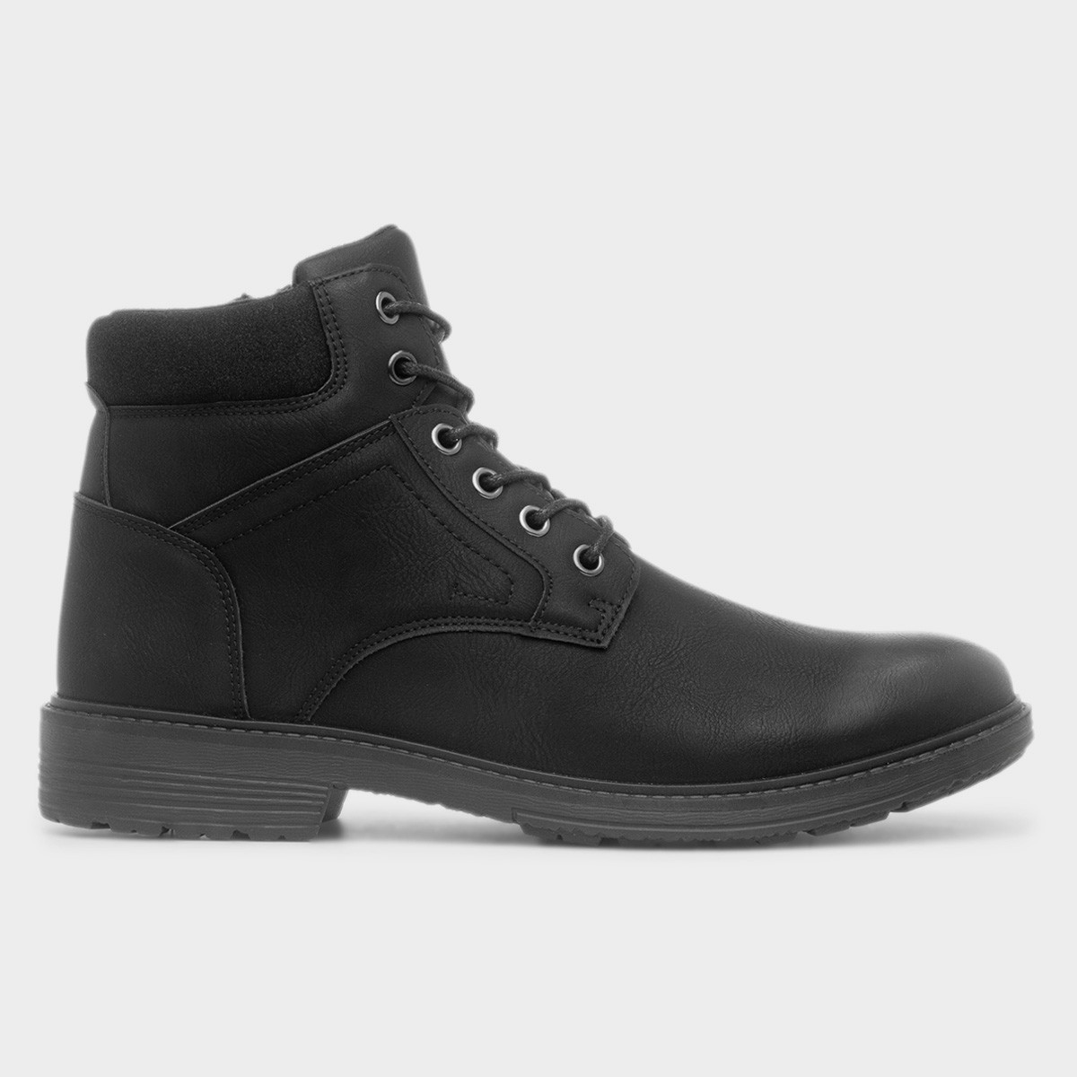 Mens Black Lace Up Zip Up Ankle Boot