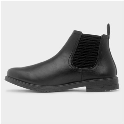 Mens Black Pull On Ankle Chelsea Boot