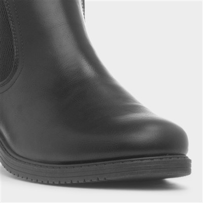Mens Black Pull On Ankle Chelsea Boot