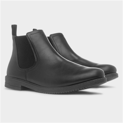 Mens Black Pull On Ankle Chelsea Boot