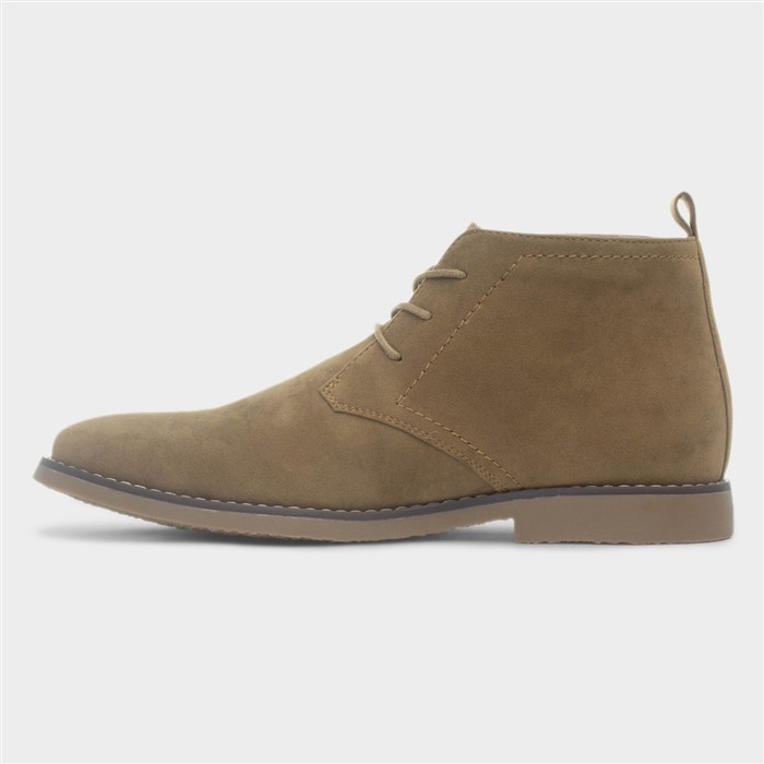Mens Taupe Lace Up Desert Boot