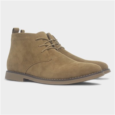 Mens Taupe Lace Up Desert Boot