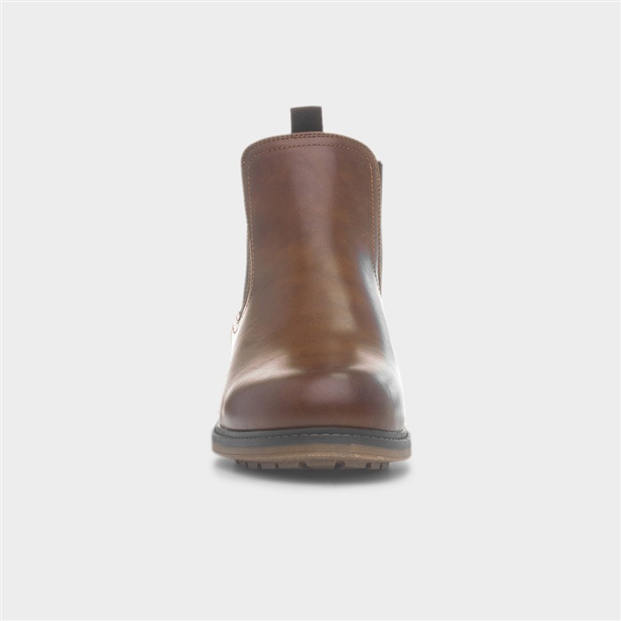 Mens Tan Pull On Ankle Chelsea Boot