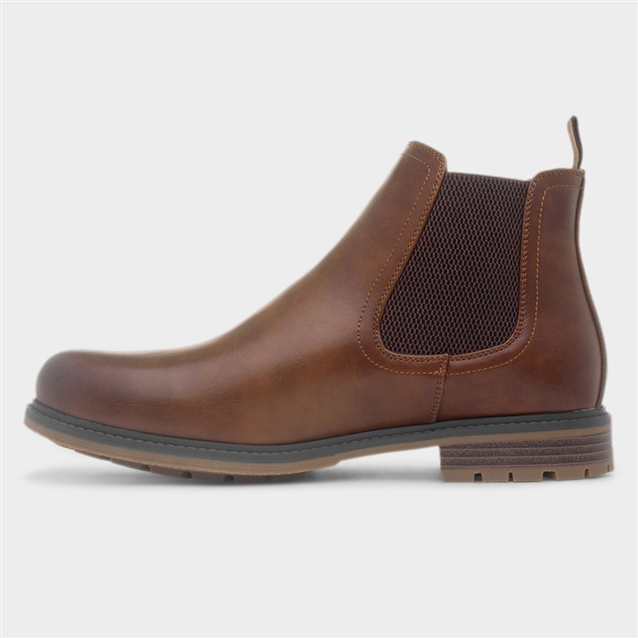 Mens Tan Pull On Ankle Chelsea Boot