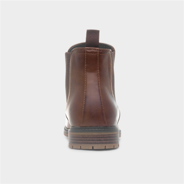 Mens Tan Pull On Ankle Chelsea Boot