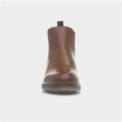 Mens Tan Pull On Ankle Chelsea Boot