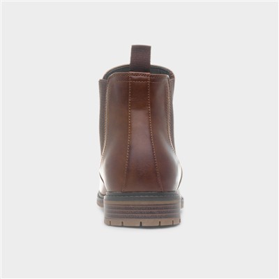 Mens Tan Pull On Ankle Chelsea Boot