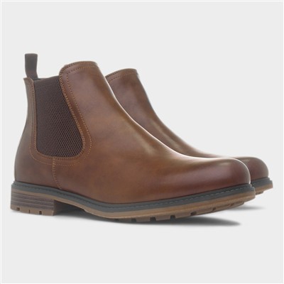 Mens Tan Pull On Ankle Chelsea Boot