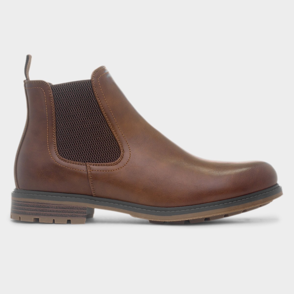 Mens Tan Pull On Ankle Chelsea Boot