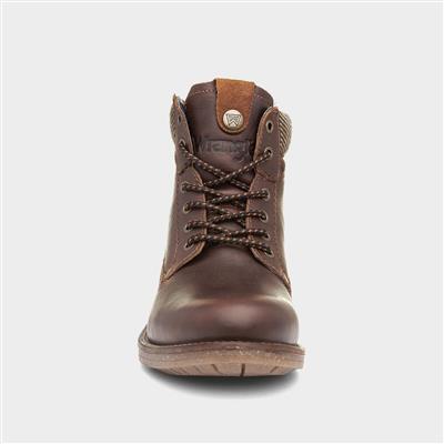 Hill Mens Leather Lace Up Boot in Tan