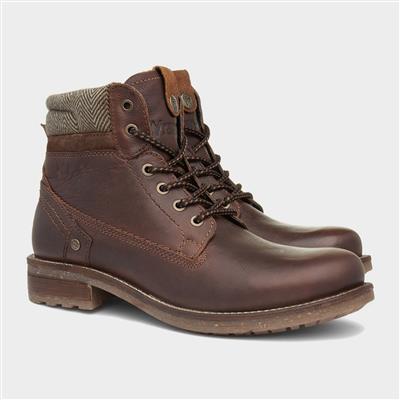 Hill Mens Leather Lace Up Boot in Tan