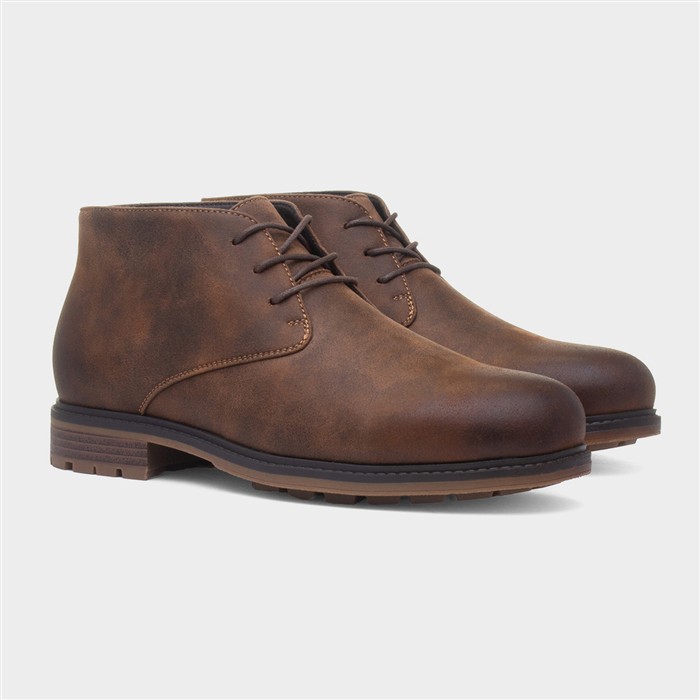 Mens Brown Ankle Lace Up Chukka Boot