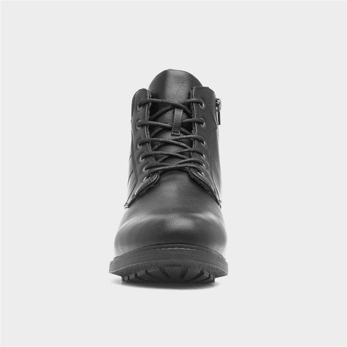 Mens Black Fleece Lined Lace Up Ankle Boot
