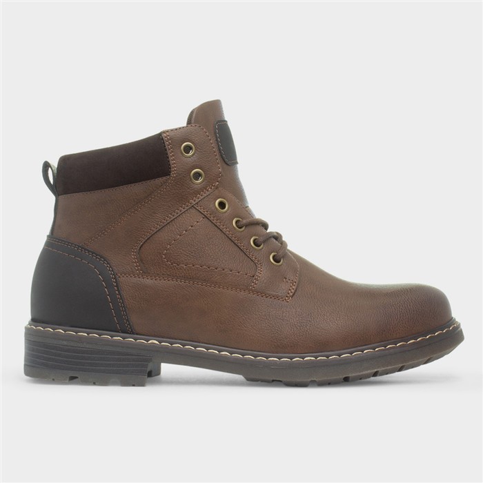 Mens Brown Lace Zip Up Boot