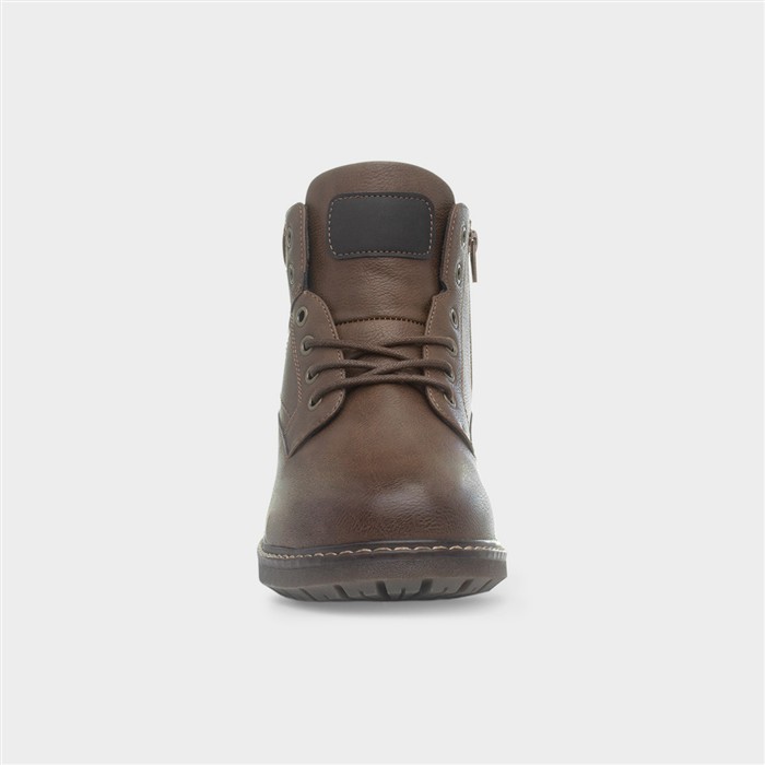 Mens Brown Lace Zip Up Boot