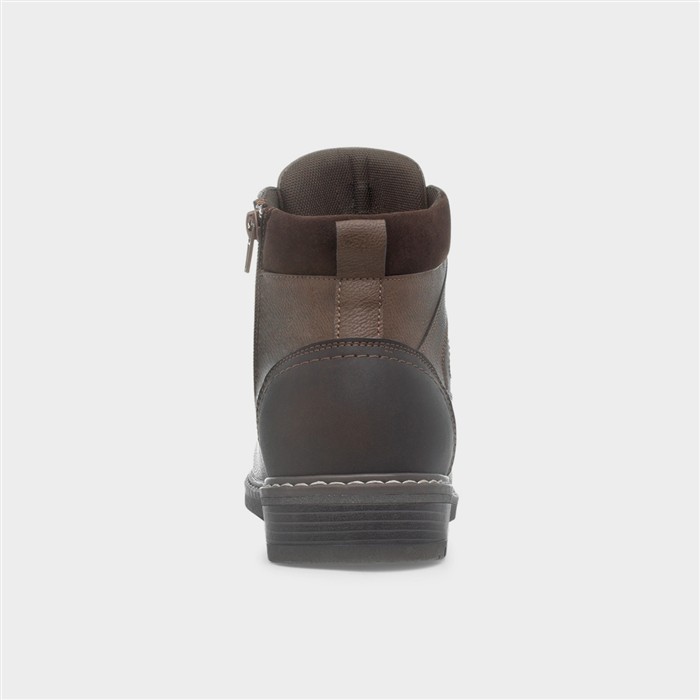 Mens Brown Lace Zip Up Boot