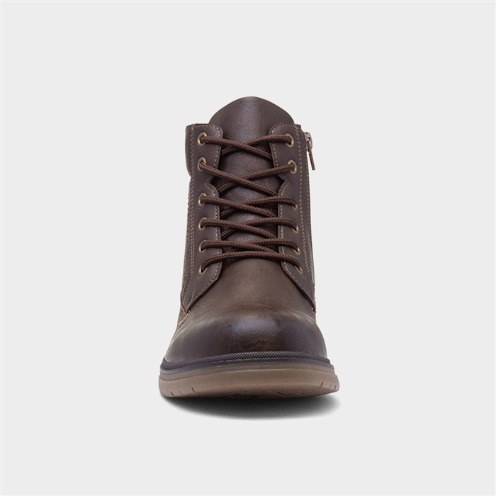 Mens Brown Ankle Lace Up Boot