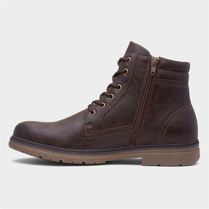 Mens Brown Ankle Lace Up Boot