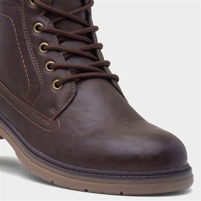 Mens Brown Ankle Lace Up Boot