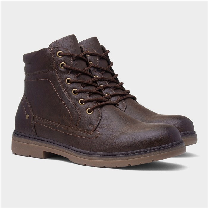 Mens Brown Ankle Lace Up Boot